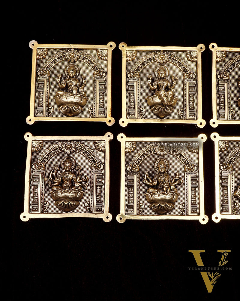 Brass Ashtalakshmi Superfine Intricate Wall Hangings Set – 4x4 Inch Each – Lightweight