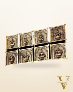 Brass Ashtalakshmi Superfine Intricate Wall Hangings Set – 4x4 Inch Each – Lightweight
