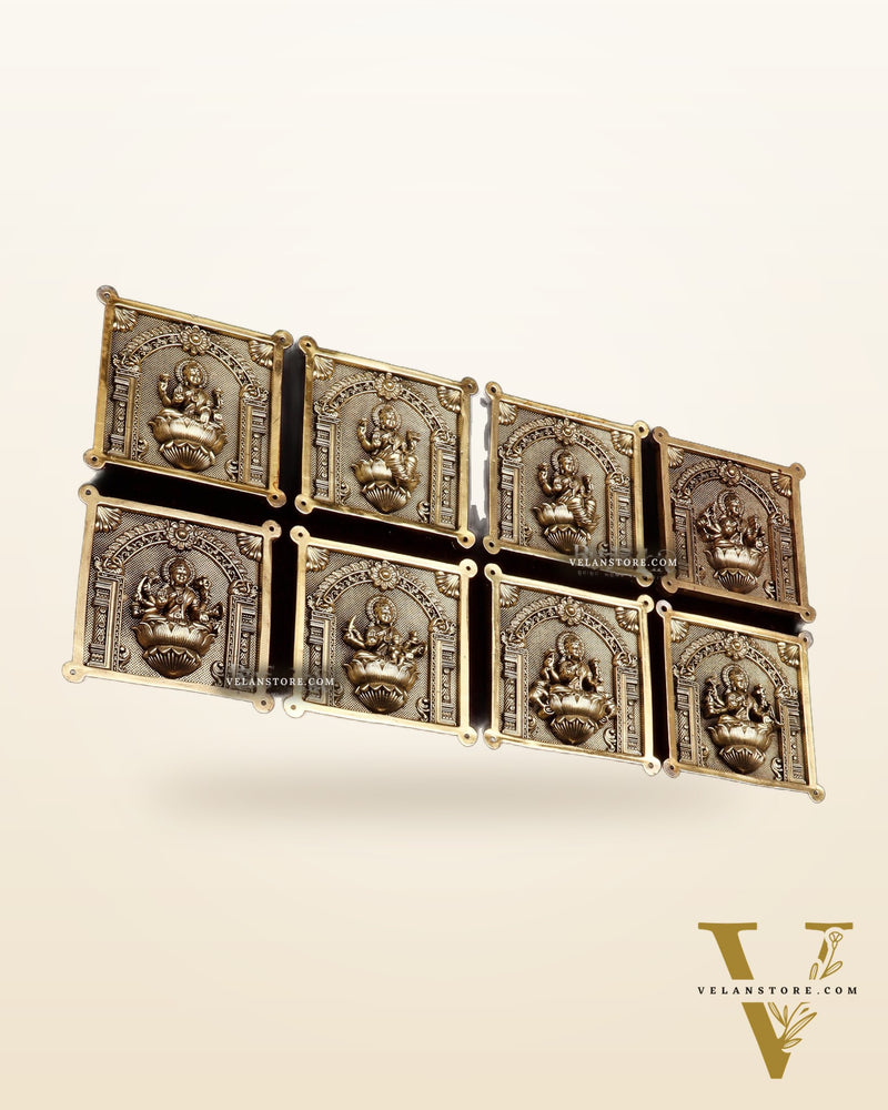 Brass Ashtalakshmi Superfine Intricate Wall Hangings Set – 4x4 Inch Each – Lightweight