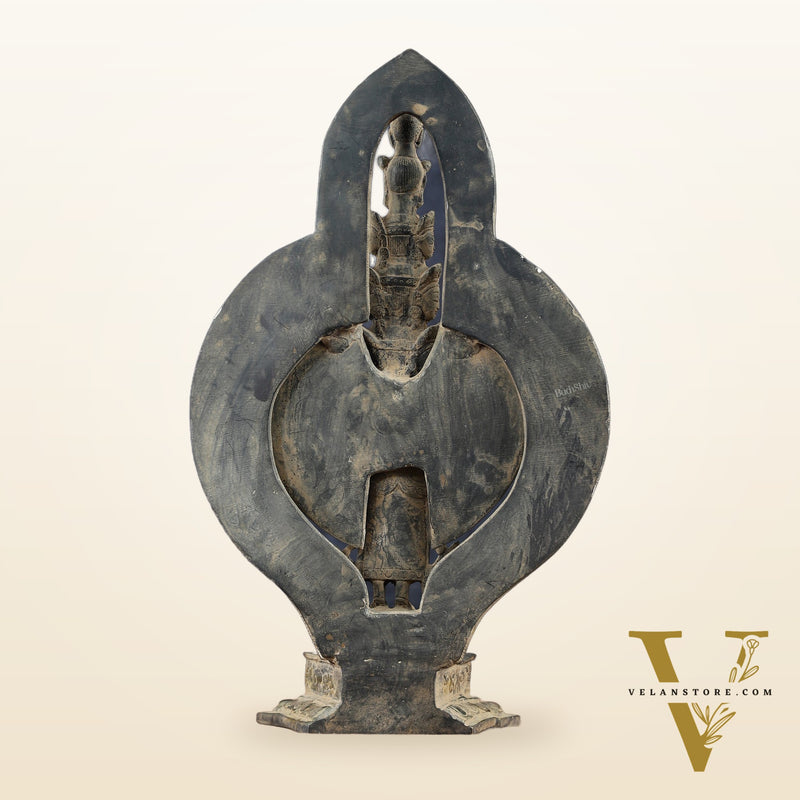 Brass Avlokeswar Sculpture – 14" Height, Vintage Sand Blast Patina, Heat Treated