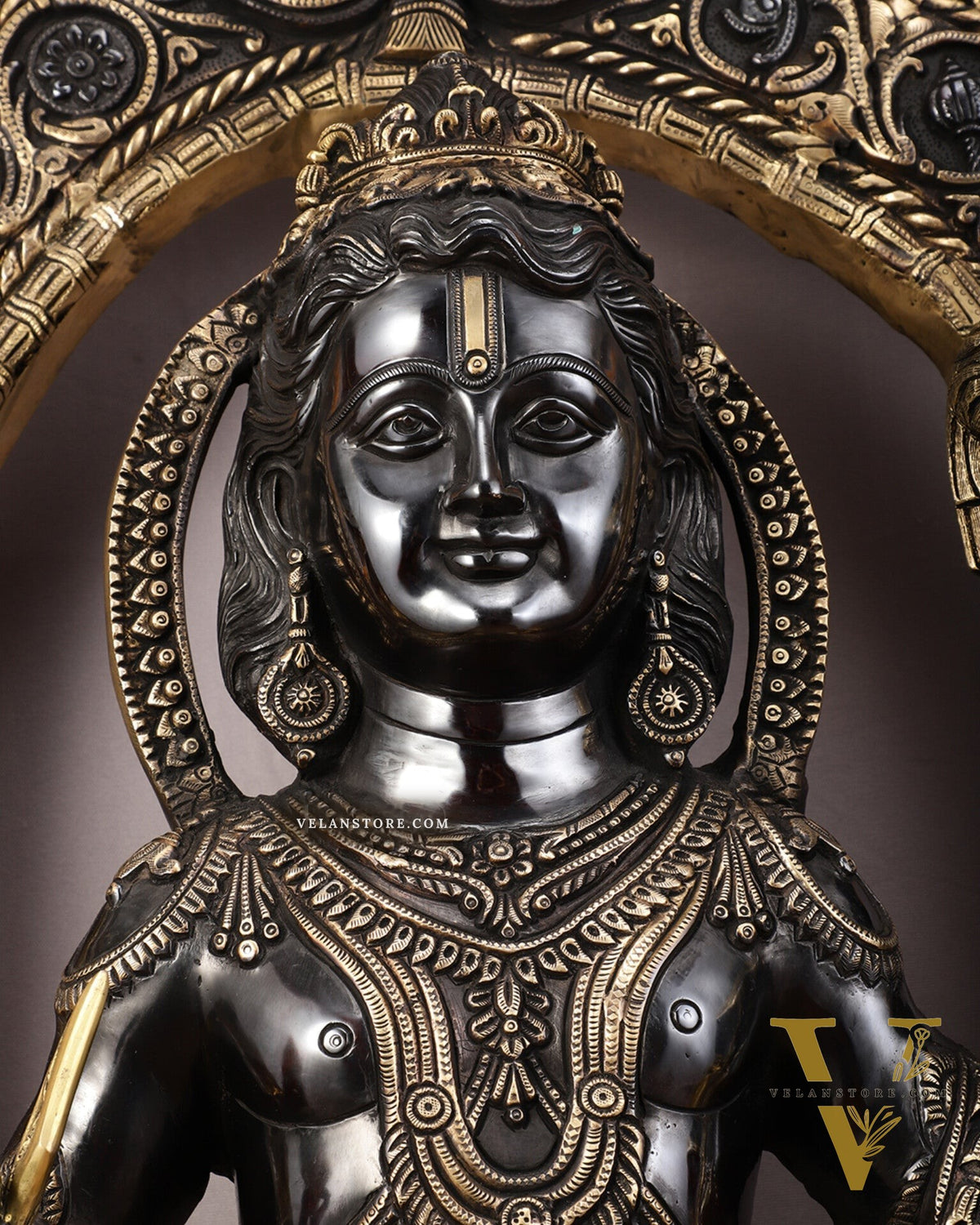 Brass Ayodhya Ram Lalla Statue - 53" Black Finish Large Murti