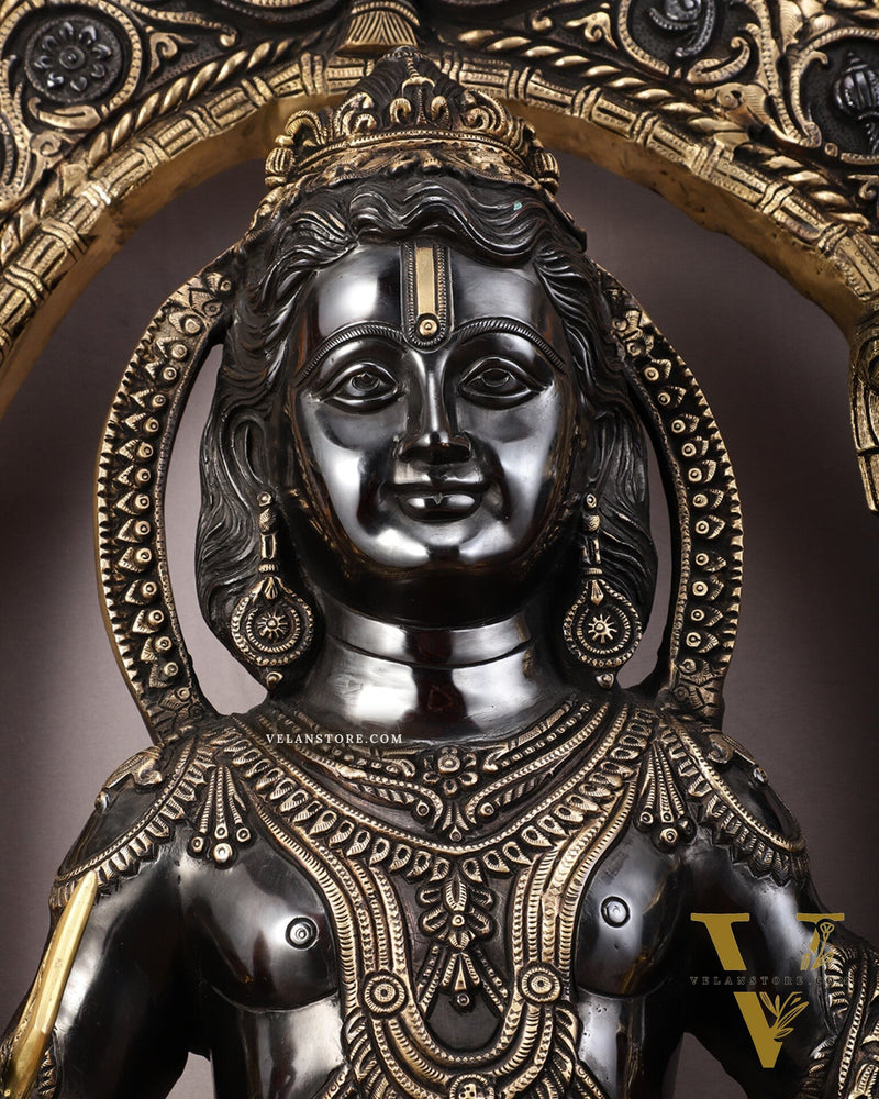 Brass Ayodhya Ram Lalla Statue - 53" Black Finish Large Murti
