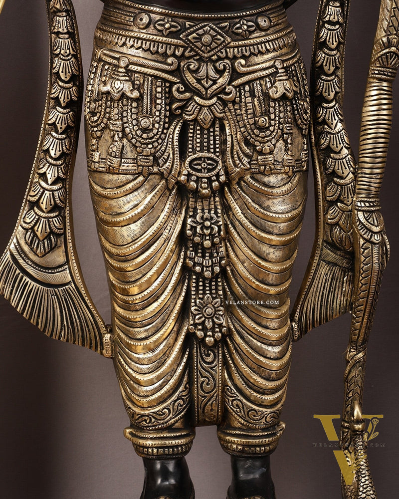 Brass Ayodhya Ram Lalla Statue - 53" Black Finish Large Murti