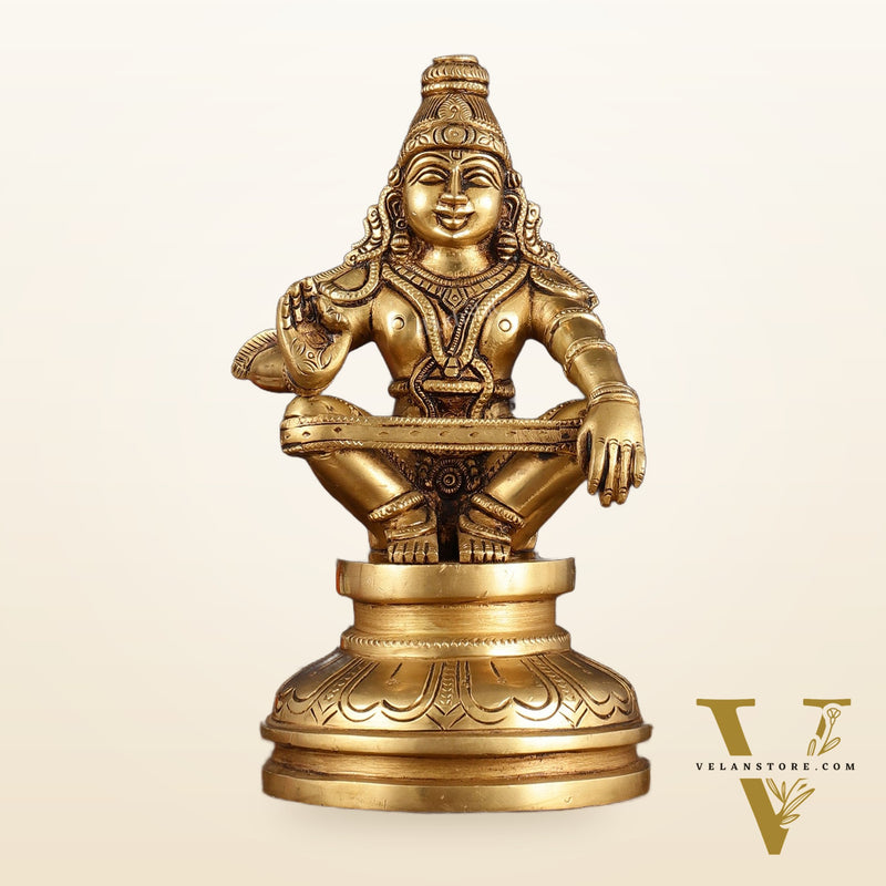 Brass Ayyappan Statue 8.5" antique finish