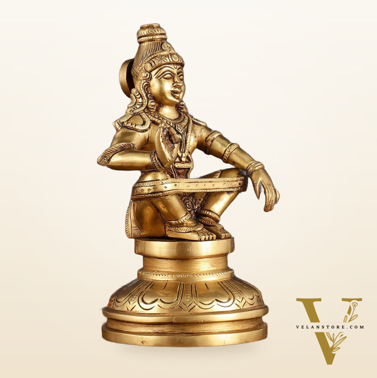 Brass Ayyappan Statue 8.5" antique finish