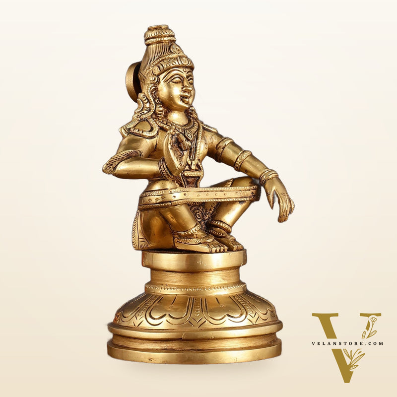 Brass Ayyappan Statue 8.5" antique finish
