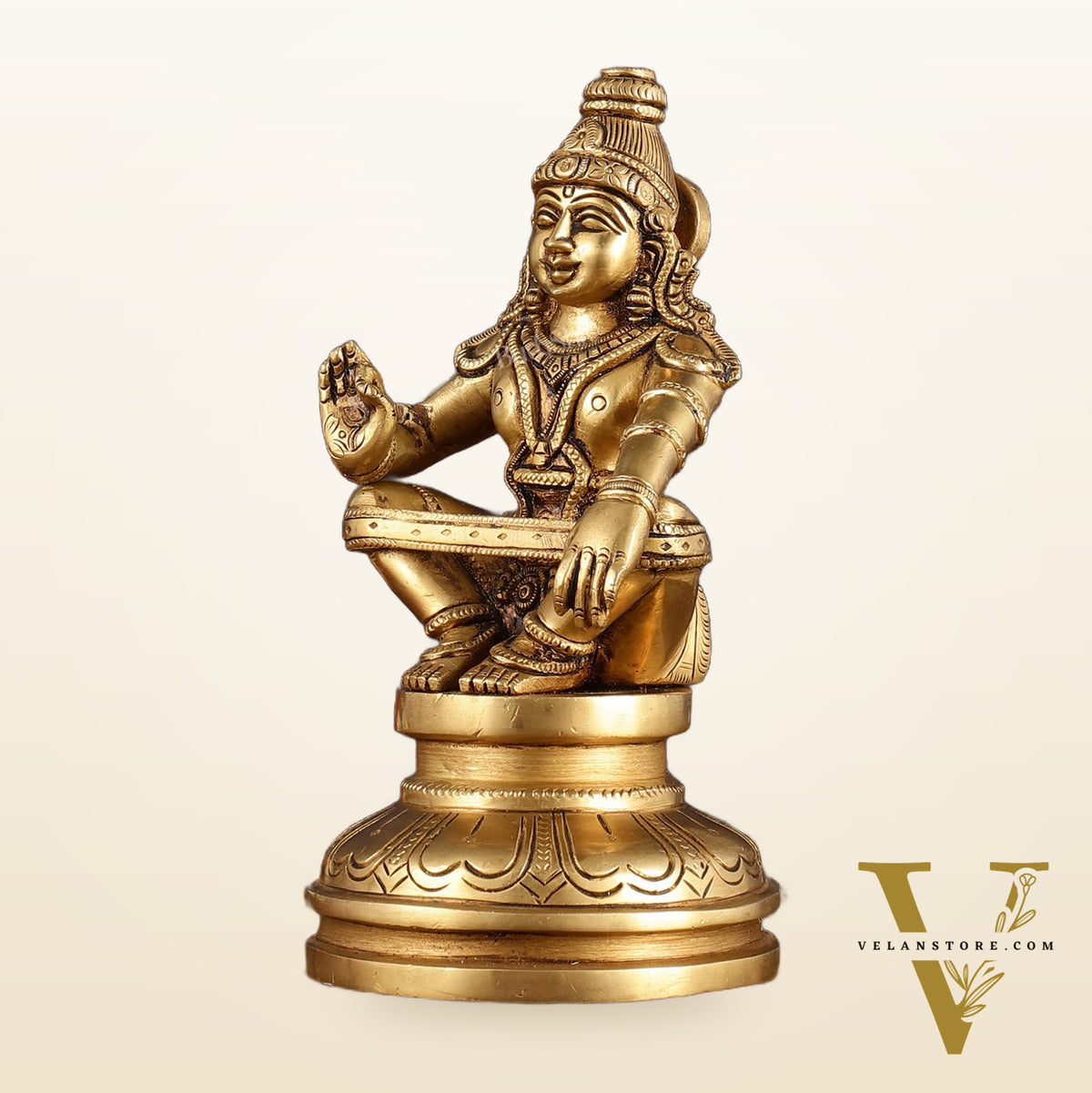 Brass Ayyappan Statue 8.5" antique finish