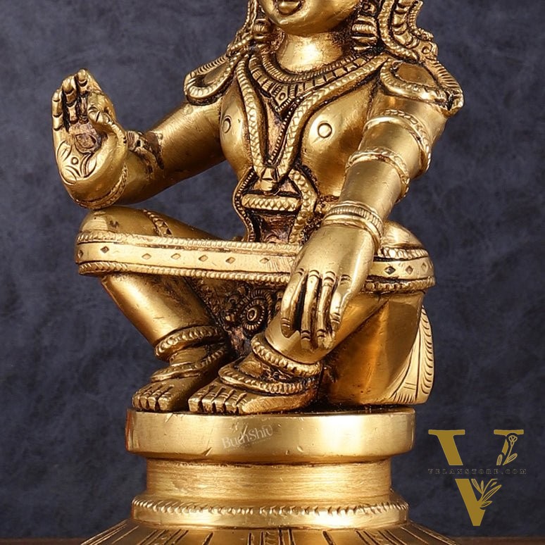 Brass Ayyappan Statue 8.5" antique finish