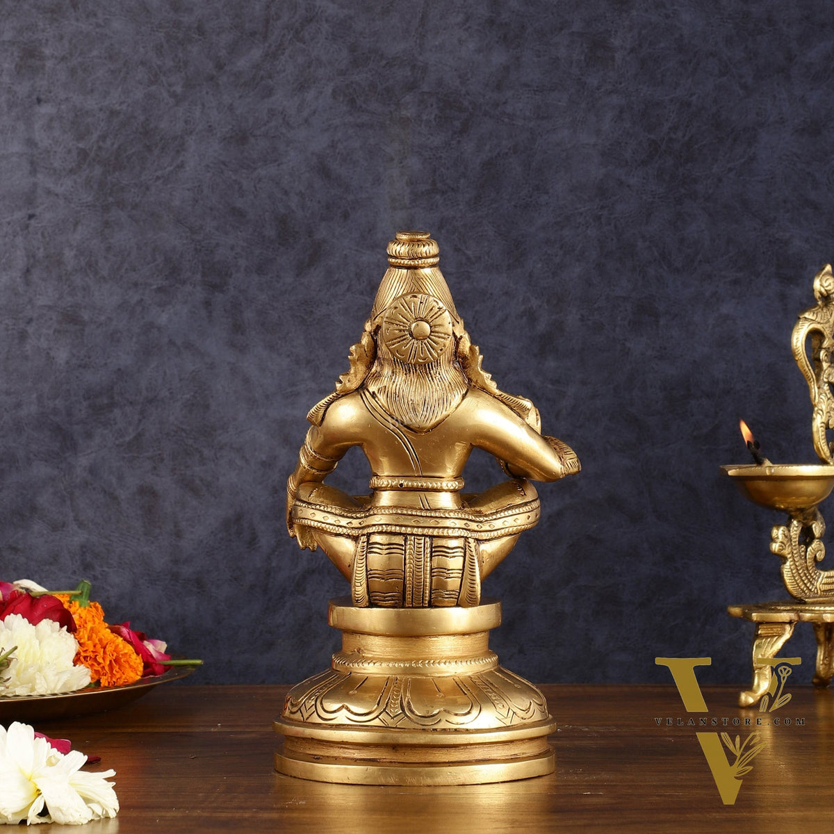 Brass Ayyappan Statue 8.5" antique finish