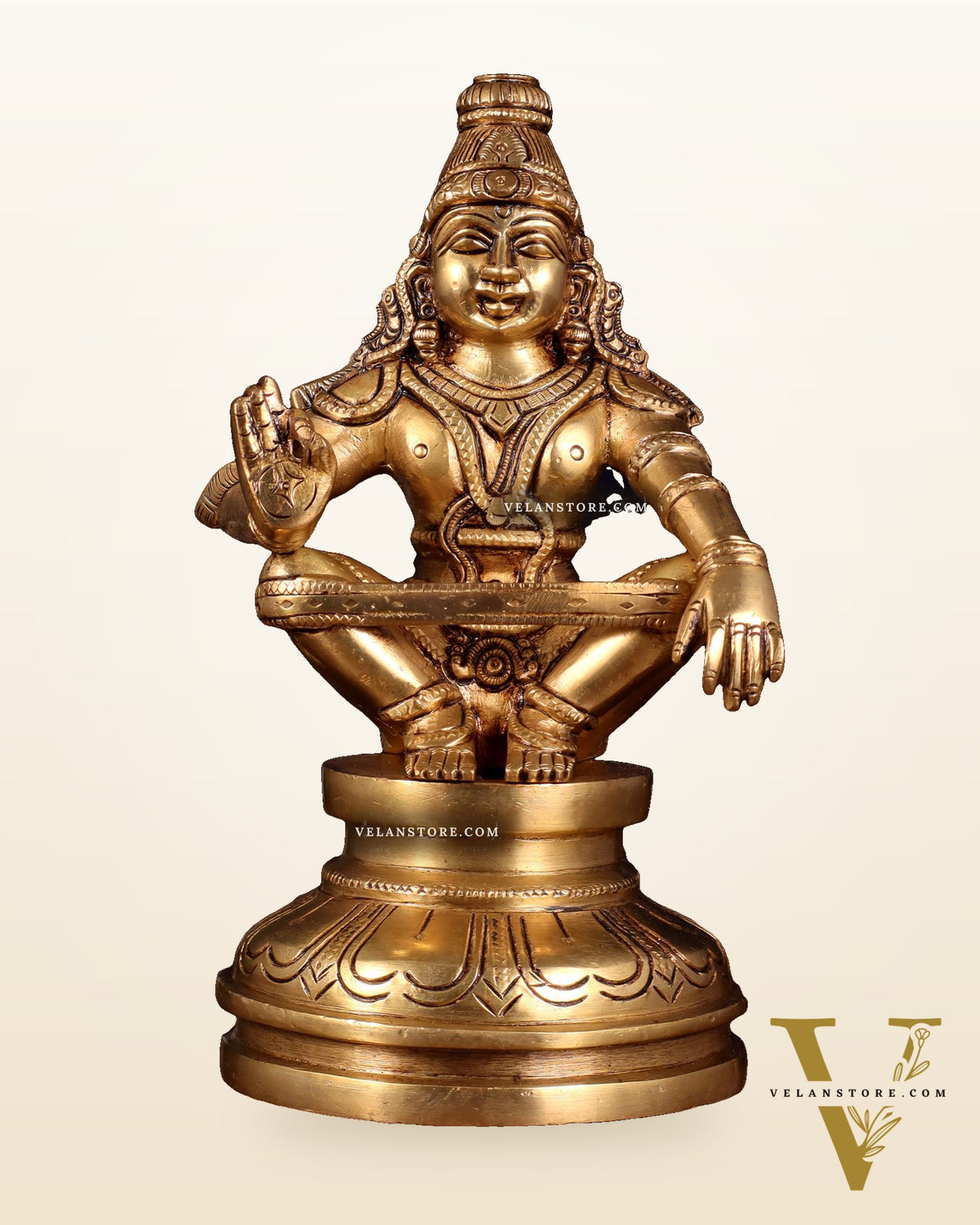 Brass Ayyappan Statue 8.5" antique finish