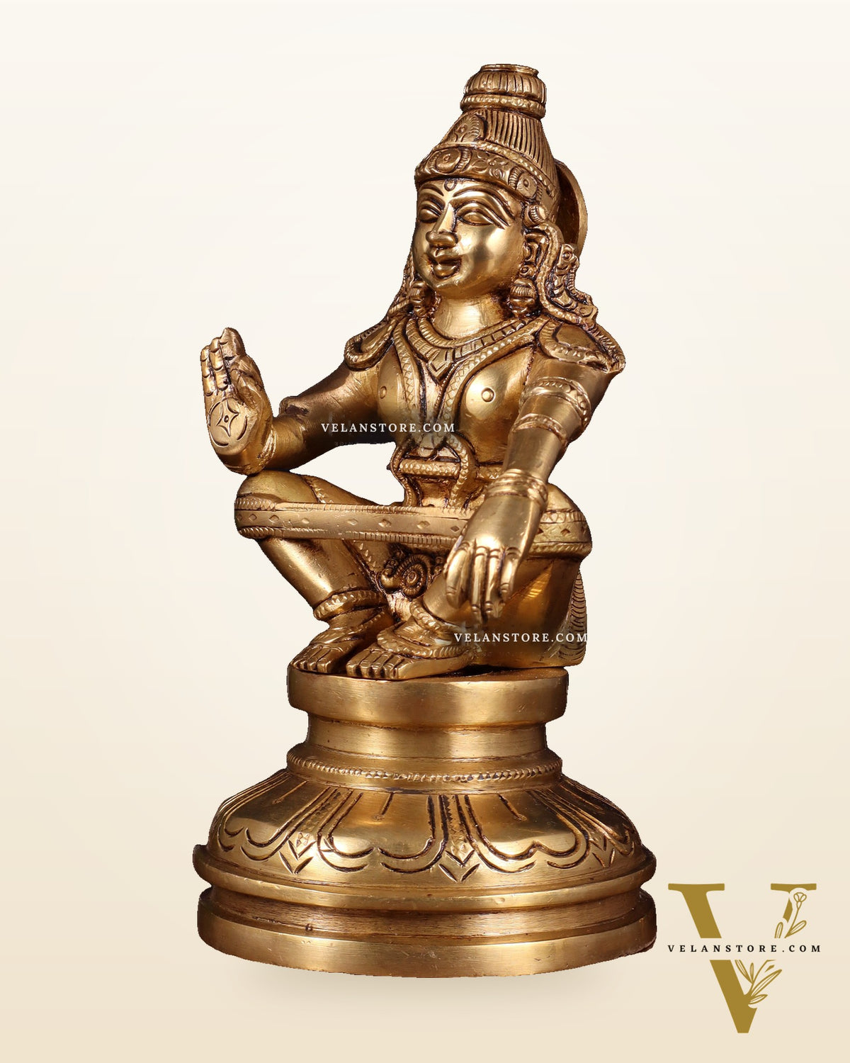 Brass Ayyappan Statue 8.5" antique finish