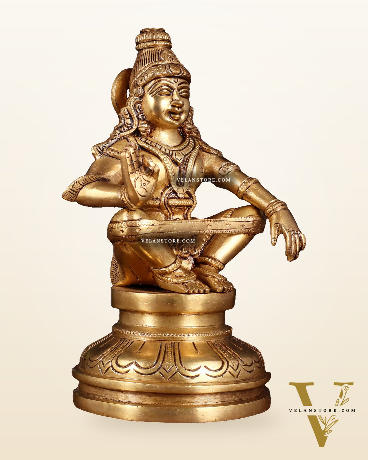 Brass Ayyappan Statue 8.5" antique finish