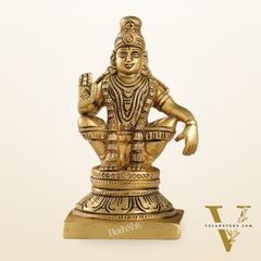 Brass Ayyappan Swamy Statue 5" antique