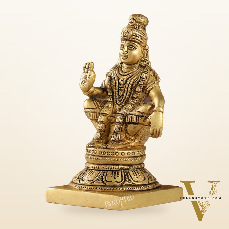 Brass Ayyappan Swamy Statue 5" antique