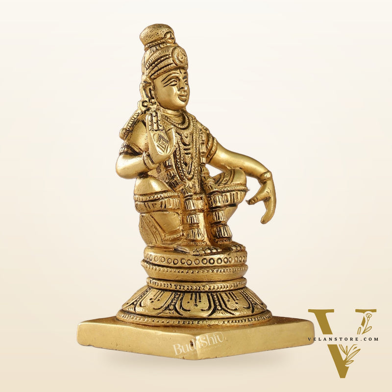 Brass Ayyappan Swamy Statue 5" antique