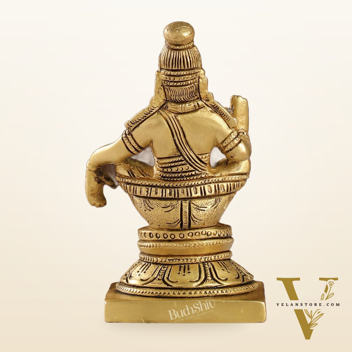 Brass Ayyappan Swamy Statue 5" antique