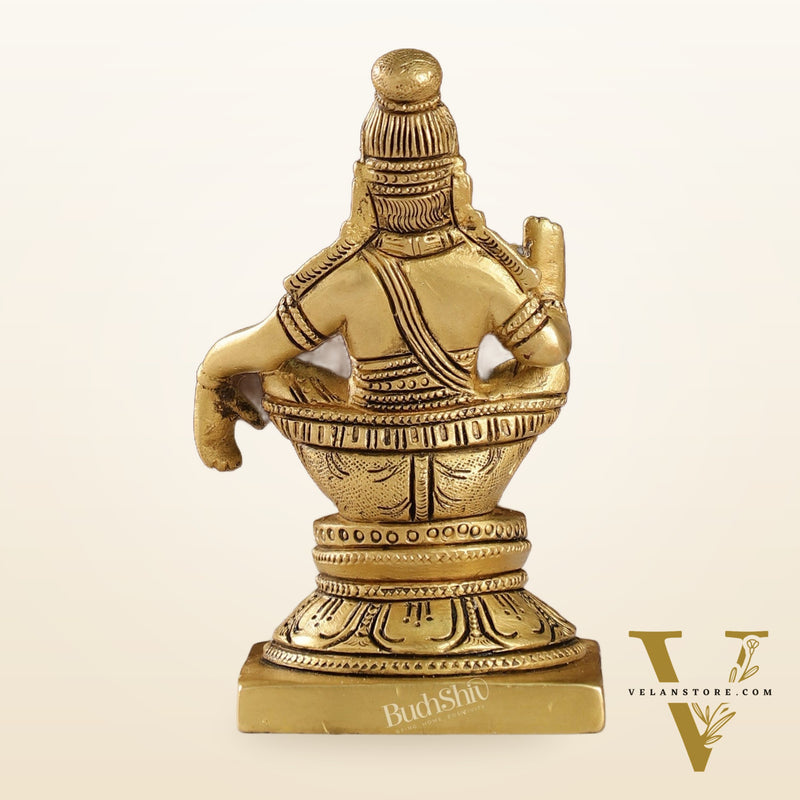 Brass Ayyappan Swamy Statue 5" antique
