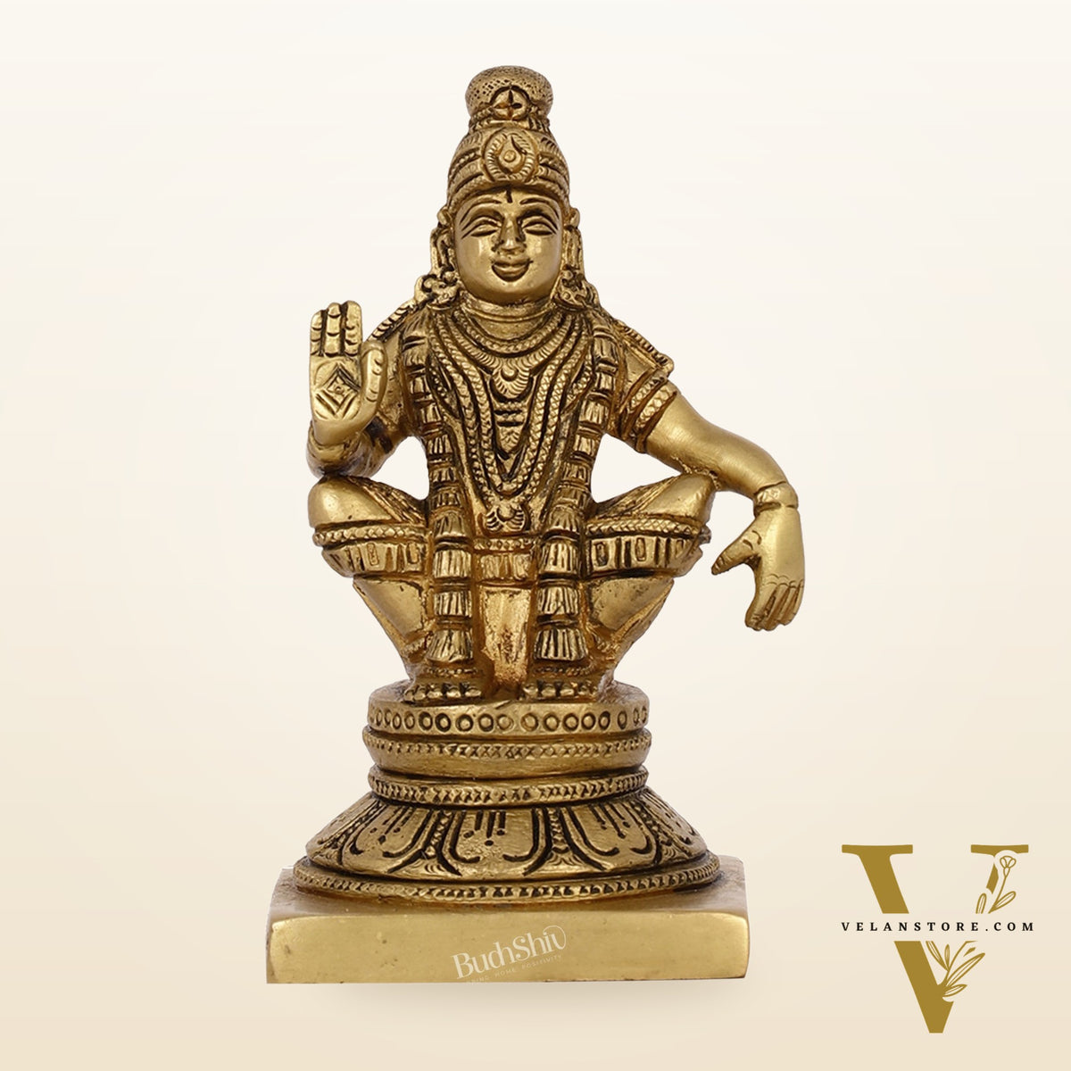 Brass Ayyappan Swamy Statue 5" antique