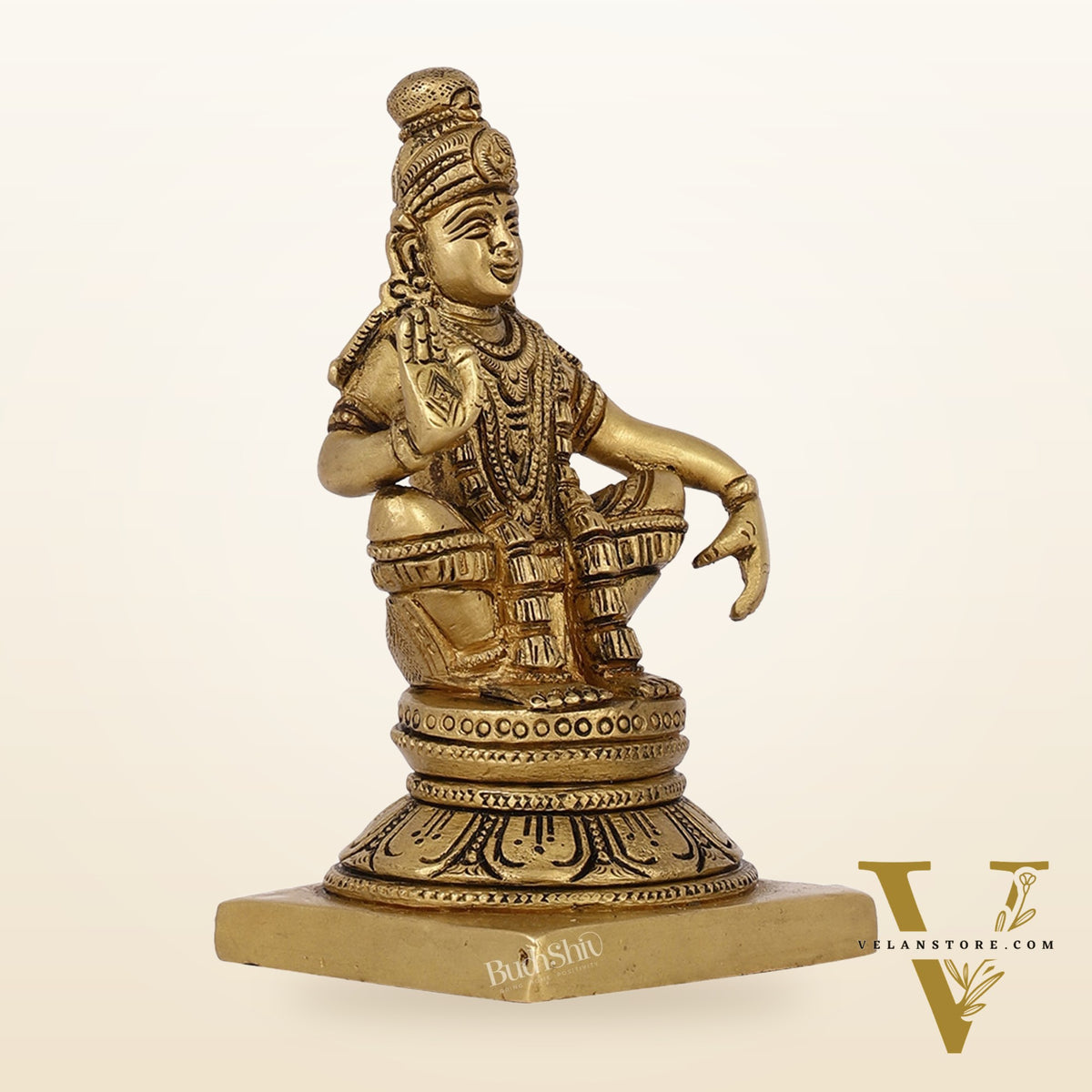 Brass Ayyappan Swamy Statue 5" antique