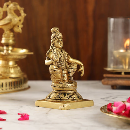 Brass Ayyappan Swamy Statue 5" antique