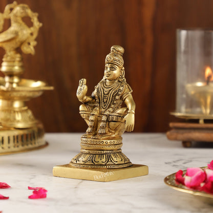 Brass Ayyappan Swamy Statue 5" antique