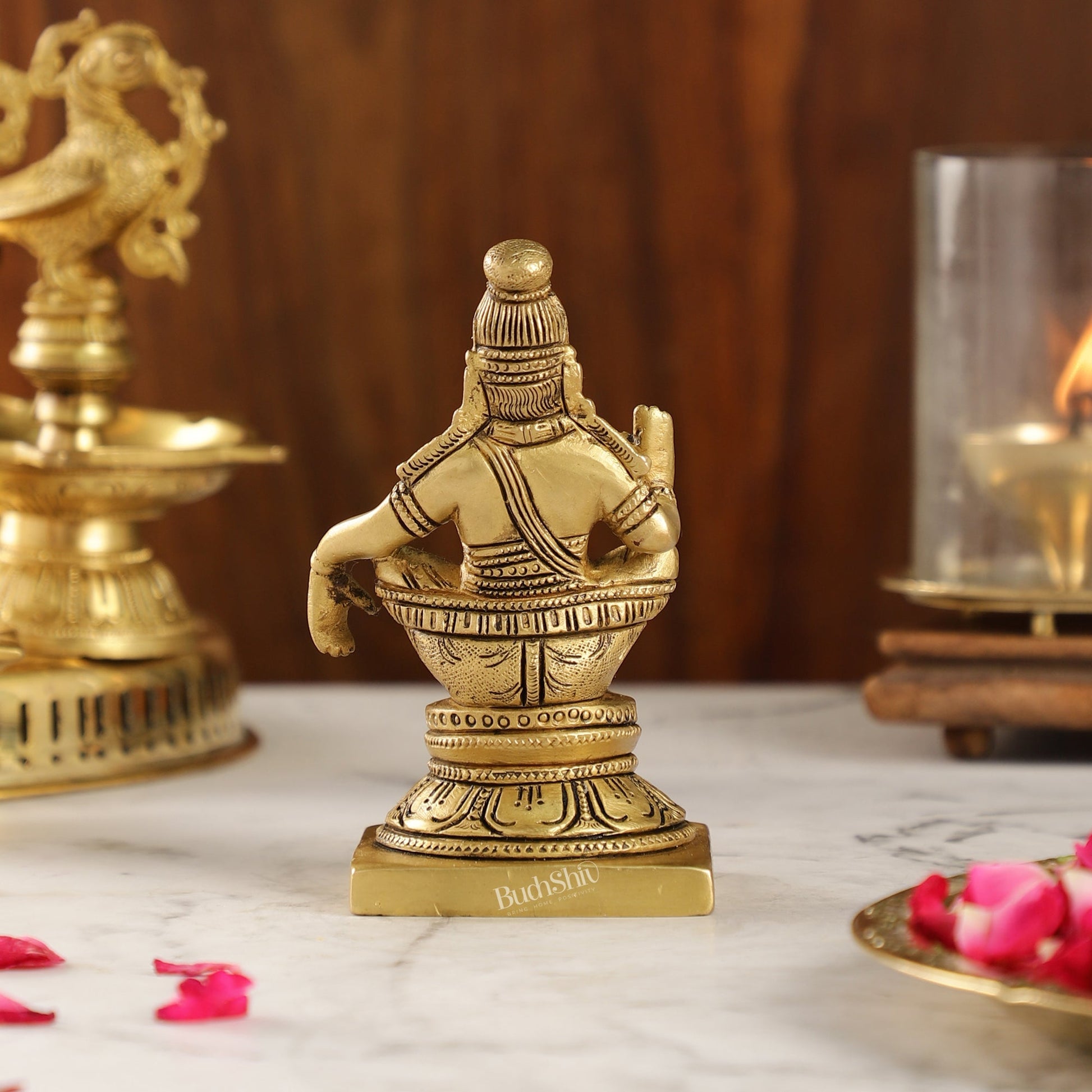 Brass Ayyappan Swamy Statue 5" antique
