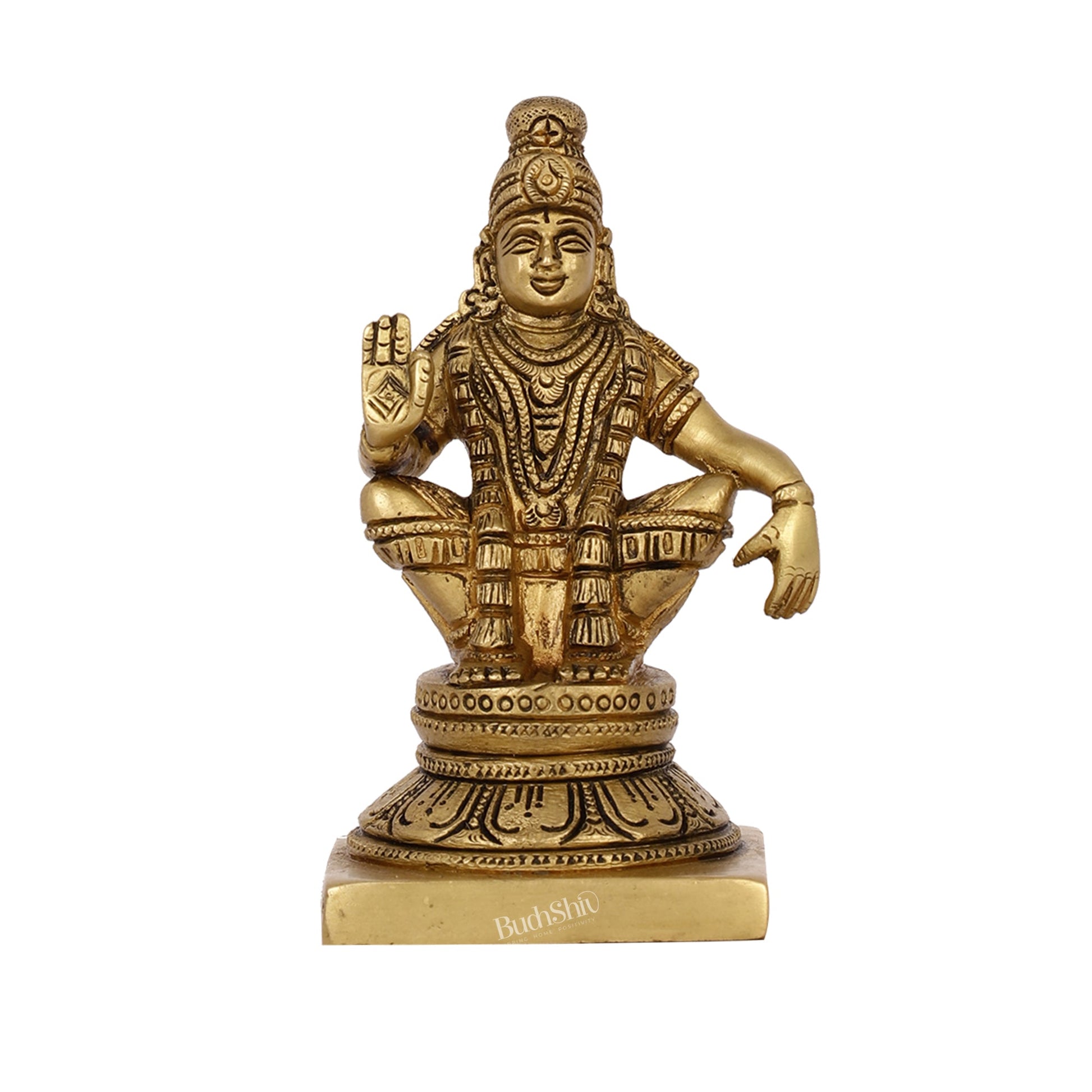 Brass Ayyappan Swamy Statue 5" antique