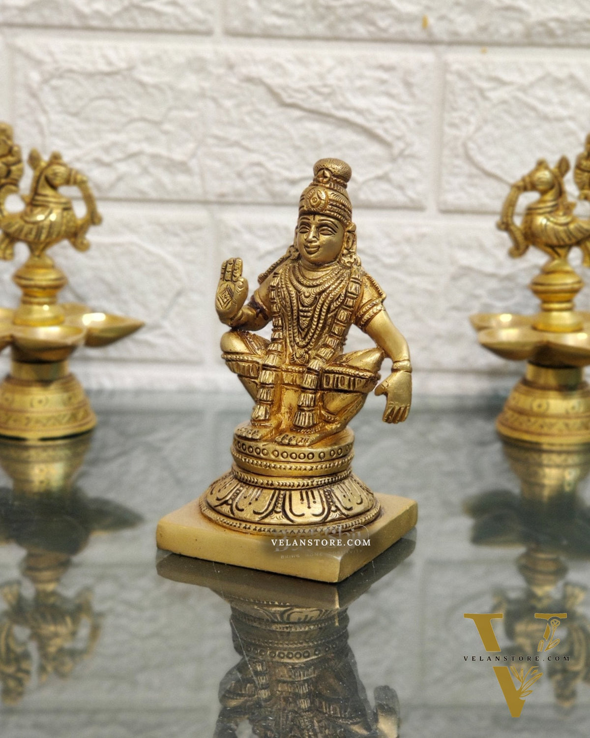 Brass Ayyappan Swamy Statue 5"