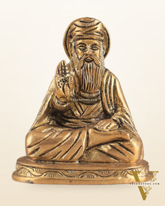 Brass Baba Guru Nanak Dev Ji miniature Statue - Sacred Sikh Religious Sculpture 3 inch