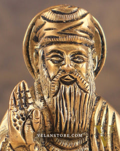 Brass Baba Guru Nanak Dev Ji miniature Statue - Sacred Sikh Religious Sculpture 3 inch