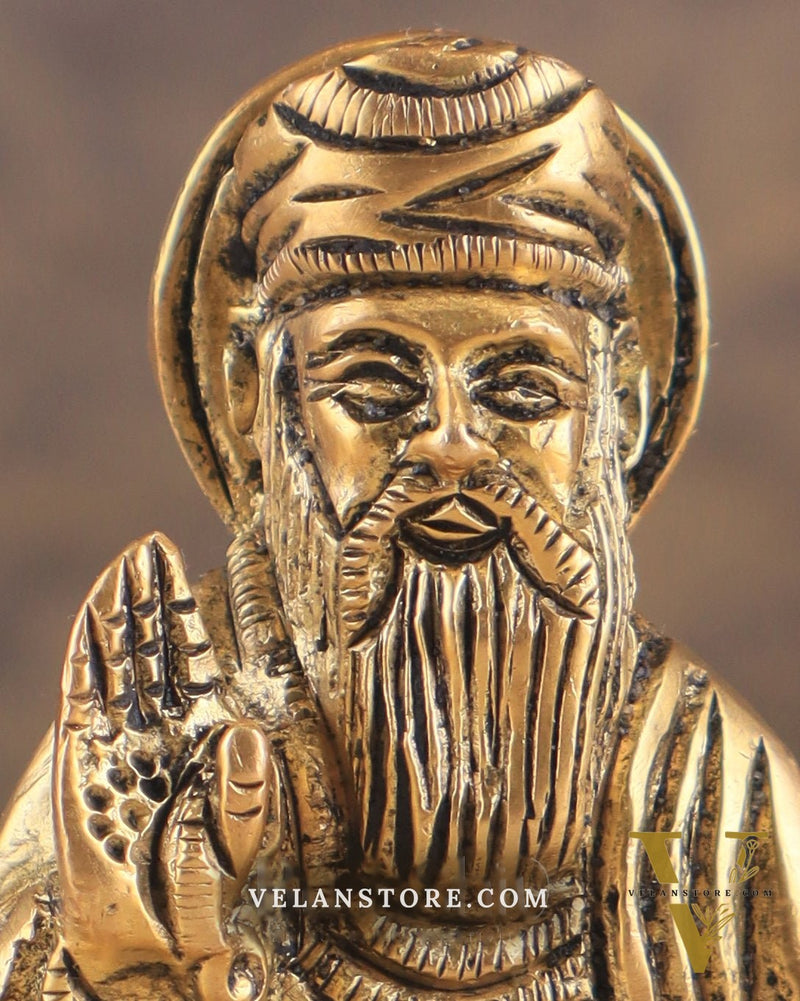 Brass Baba Guru Nanak Dev Ji miniature Statue - Sacred Sikh Religious Sculpture 3 inch