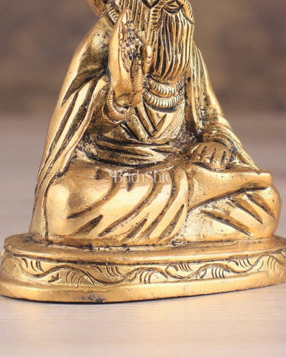 Brass Baba Guru Nanak Dev Ji miniature Statue - Sacred Sikh Religious Sculpture 3 inch