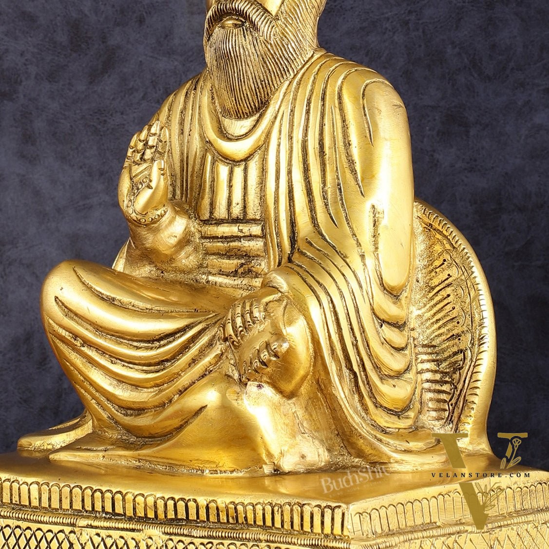 Brass Baba Guru Nanak Dev Ji Statue - Sacred Sikh Religious Sculpture 11 inch