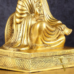 Brass Baba Guru Nanak Dev Ji Statue - Sacred Sikh Religious Sculpture 11 inch