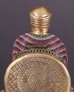 Brass Baba Guru Nanak Dev Ji Statue - Sacred Sikh Religious Sculpture 11 inch jewelled up meenakari