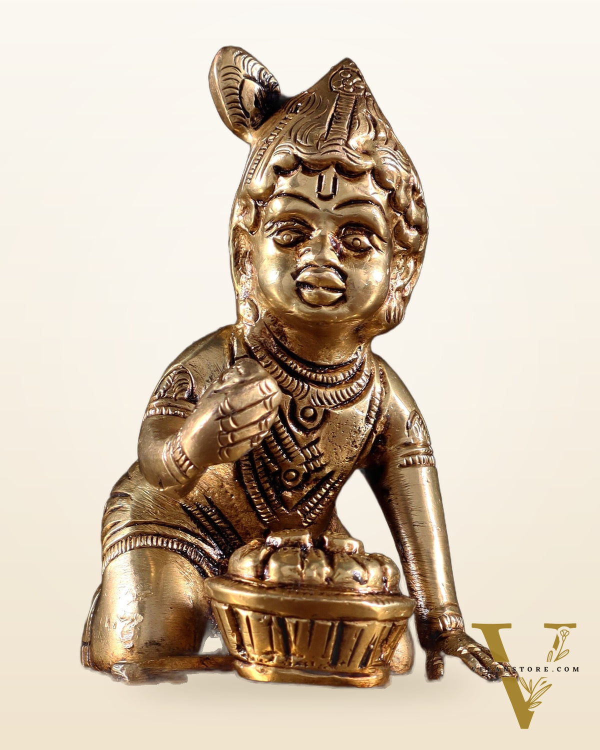 Brass Baby krishna Makhan Chor Bal Gopal Murti | Height 3.5 inch