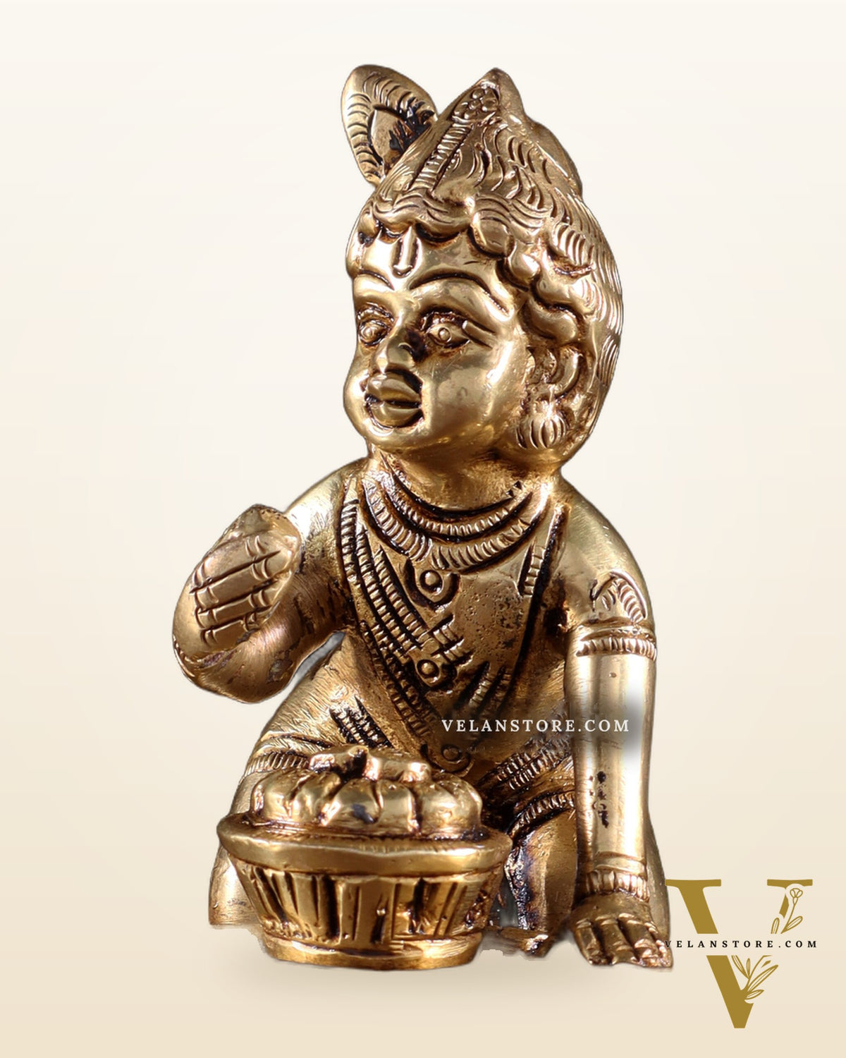 Brass Baby krishna Makhan Chor Bal Gopal Murti | Height 3.5 inch