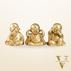 Brass Baby Laughing Buddha monks matte gold