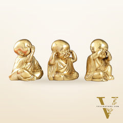 Brass Baby Laughing Buddha monks matte gold