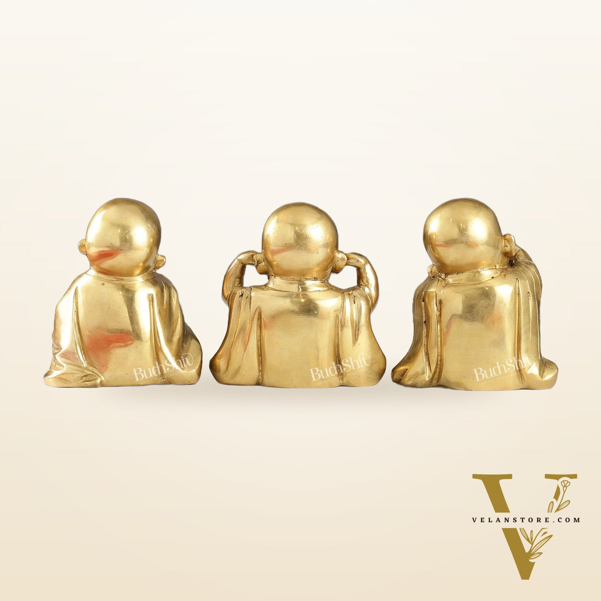 Brass Baby Laughing Buddha monks matte gold
