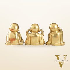 Brass Baby Laughing Buddha monks matte gold