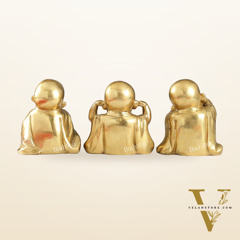 Brass Baby Laughing Buddha monks matte gold