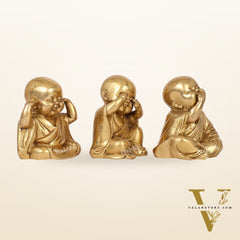 Brass Baby Laughing Buddha monks matte gold