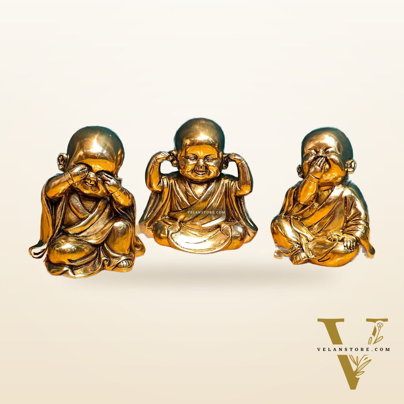 Brass Baby wise Buddha monks