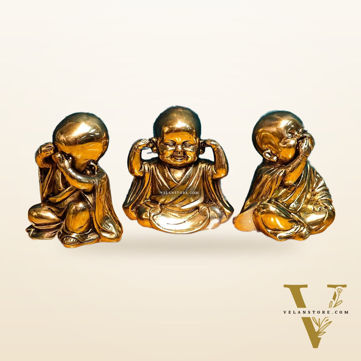 Brass Baby wise Buddha monks