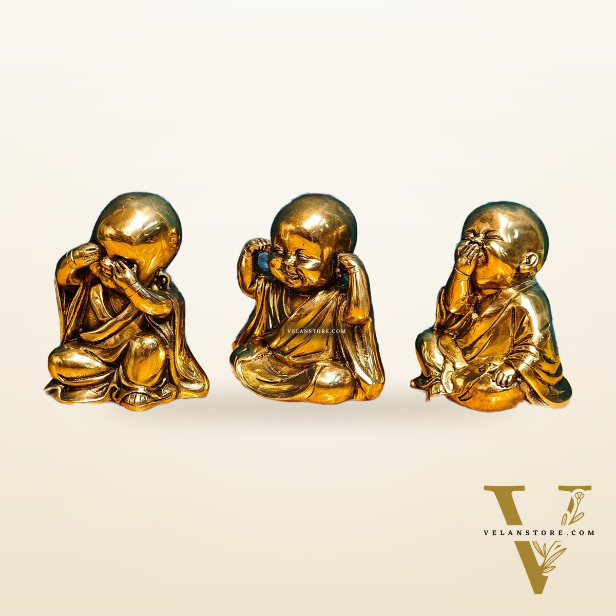 Brass Baby wise Buddha monks