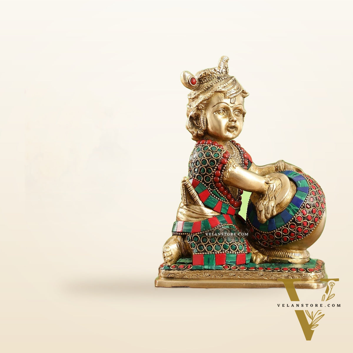 Brass Bal Gopal krishna Makhan Chor 7"
