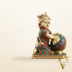 Brass Bal Gopal krishna Makhan Chor 7"