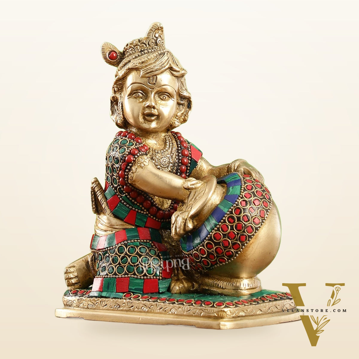 Brass Bal Gopal krishna Makhan Chor 7"