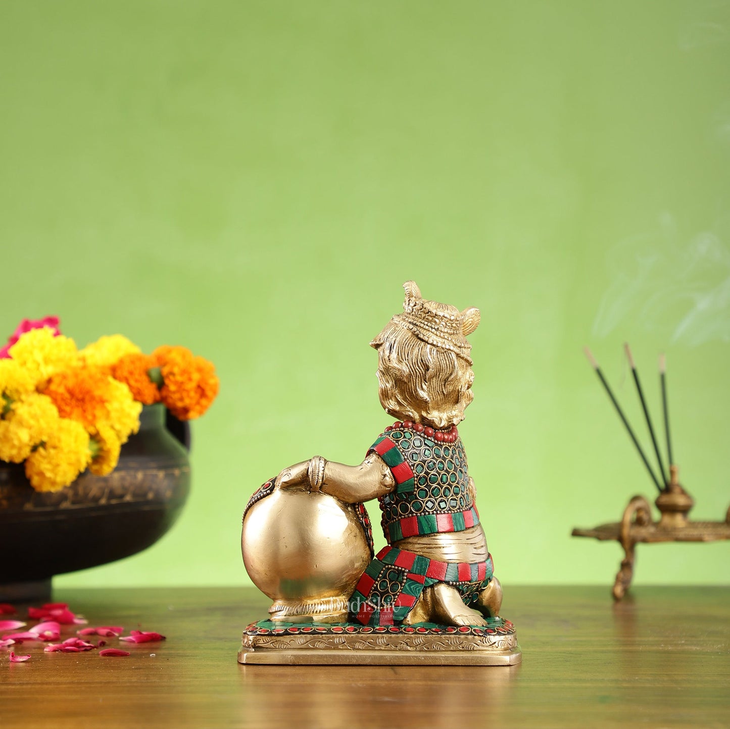 Brass Bal Gopal krishna Makhan Chor 7"